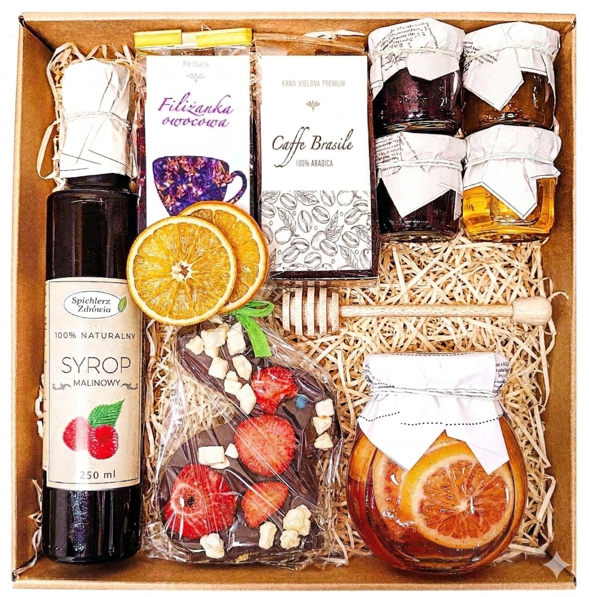 Kosz Prezentowy Upominek Miód Herbata Czekolada Zając Na Wielkanoc