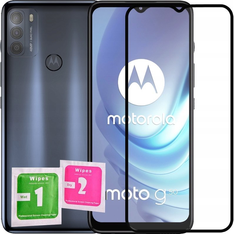 SZKŁO HARTOWANE DO MOTOROLA MOTO G50 PEŁNE NA CAŁY EKRAN SZKIEŁKO 5D 9H