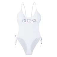 Stroje kąpielowe - Damski Strój kąpielowy jednoczęściowy GUESS ONE PIECE LOGO STRASS E4GJ10MC040-G011 – Biały - miniaturka - grafika 1