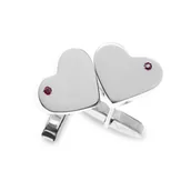 Spinki do mankietów i krawatów - SREBRNE SPINKI DO MANKIETÓW SERDUSZKA Z RUBINKAMI -s56a - miniaturka - grafika 1