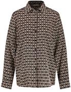 Bluzki damskie - Gerry Weber Damska bluzka koszulowa z łańcuszkiem z długim rękawem, z mankietami, bluzka z długim rękawem, wzór, czarny/ecru/biały nadruk, 36 - miniaturka - grafika 1