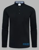 Szaty liturgiczne - Koszula kapłańska POLO z koloratką - długi rękaw, czarna - miniaturka - grafika 1