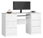Biurka - EDINOS Białe biurko do pracowni i biura z szufladami połysk L3-M50 - miniaturka - grafika 1