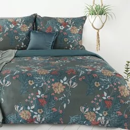 Design 91 Pościel z mikrowłókna 220x200 Lea 02 kwiaty turkusowa ciemna D91 - Pościel - miniaturka - grafika 1