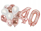Balony i akcesoria - Zestaw balonów na 40 rose gold urodziny dekoracje urodzinowe balon foliowy - miniaturka - grafika 1