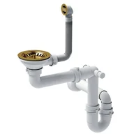 Syfony - QUADRON Quadron Syfon pionowy do zlewozmywaka granitowego 1 lub 1 komora z ociekaczem 3,5" cala kolor złoty SAVE SPACE - miniaturka - grafika 1