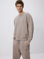 Bluzy męskie - Reserved - Gładka bluza z bawełną - ciemnoszary - miniaturka - grafika 1