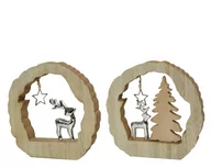 Ozdoby bożonarodzeniowe - Renifer W Kawałku Drewna Dekoracja Świąteczna - miniaturka - grafika 1