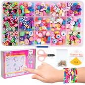 Prace ręczne dla dzieci - Koraliki Zestaw Do Tworzenia Bransoletek Kolczyków i Naszyjników - miniaturka - grafika 1