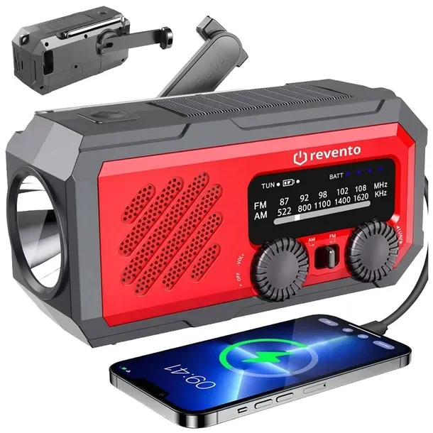 Radio Przenośne Na Korbkę Solarne Z Korbką Akumulatorem Powerbank Usb-c