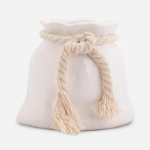 Biały Ceramiczny Wazon Sakiewka Miniatura - Wazony i flakony - miniaturka - grafika 1