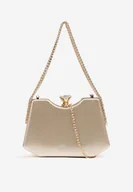 Torebki damskie - Złota Błyszcząca Torebka w Stylu Kopertówki z Odpinanym Łańcuszkiem Heriora - miniaturka - grafika 1