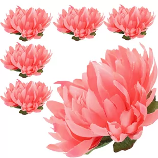 Główki Kwiatowe 6 szt Chryzantema Łosoś KR345K - Sztuczne kwiaty - miniaturka - grafika 1