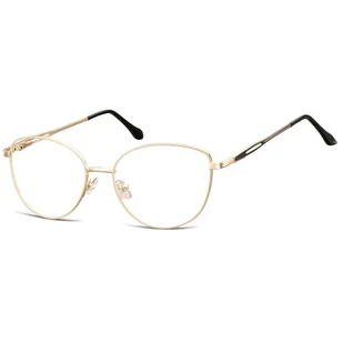 Damskie okulary zerówki oprawki korekcyjne kocie oczy Flex 888 złoto-czarne - Okulary korekcyjne, oprawki, szkła - miniaturka - grafika 1
