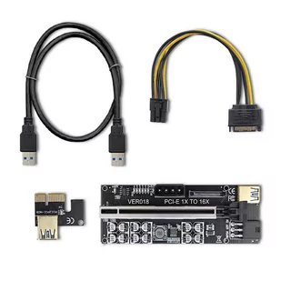 Riser PCI-E 1x - 16x | USB 3.0 | ver. 018 | SATA/PCI-E 6 pin - Akcesoria do serwerów - miniaturka - grafika 1