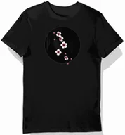 Koszulki męskie - Koszulka męska czarna z nadrukiem kwiatów wiśni S - miniaturka - grafika 1