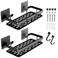 Półki łazienkowe - Półka Łazienkowa Wisząca Pod Prysznic 2 Szt Loft Czarna - miniaturka - grafika 1