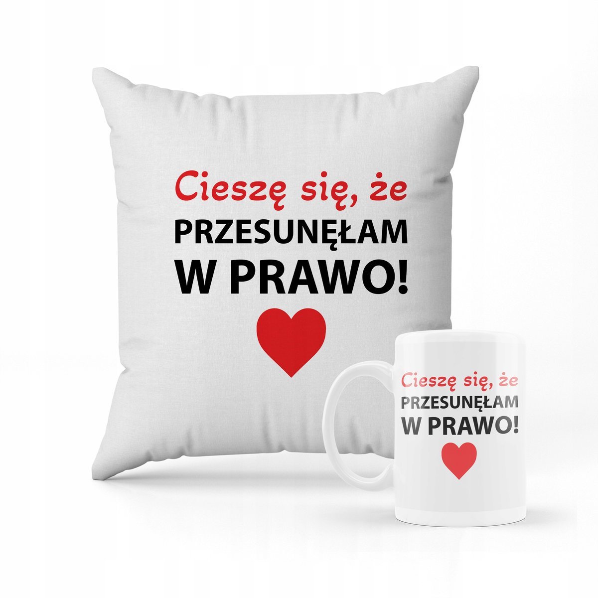 ZESTAW PODUSZKA + KUBEK PREZENT NA WALENTYNKI TINDER W PRAWO MEM #18