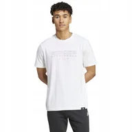 Koszulki męskie - Koszulka męska adidas Tech Linear Graphic biała IW2690 S - miniaturka - grafika 1