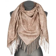 Apaszki i szaliki damskie - Chusta damska przejściowa VINTAGE na prezent z frędzlami RCC22-6 beżowy - miniaturka - grafika 1