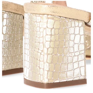 Zdobione sandały na słupku - MENBUR 23708 ZŁOTE - Czółenka - miniaturka - grafika 15