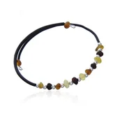 Bransoletki - ankabizuteria.pl Bransoletka z kolorowym matowym bursztynem na kaucz - miniaturka - grafika 1