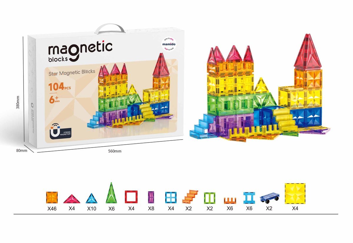 Magnetyczna zabawka konstrukcyjna 104 elementy Diamentowy Tęczowy Pałac MT1500