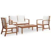 Meble ogrodowe - vidaXL 4-cz. zestaw wypoczynkowy do ogrodu, poduszki, drewno akacjowe - miniaturka - grafika 1