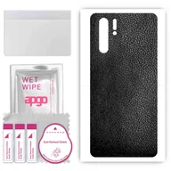 Szkła hartowane na telefon - Folia naklejka skórka strukturalna na TYŁ do Huawei P30 Pro -  Skóra Czarna - apgo SKINS - miniaturka - grafika 1