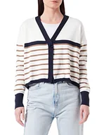 Kurtki damskie - LTB Jeans Damska kurtka z dzianiny, White Navy Otter Stripes 12802, XL - miniaturka - grafika 1