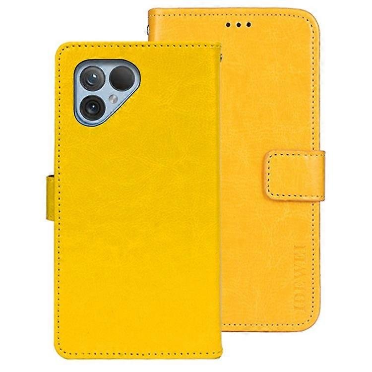 IDEWEI Kompatybilny z Fairphone 5 Case Stand Portfel Skórzany pokrowiec na telefon Żółty