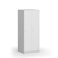 Szafki BHP - Szafa ubraniowa obniżona, 2-drzwiowa, 1500 x 600 x 500 mm, zamek cylindryczny, drzwi laminowane, biała - miniaturka - grafika 1