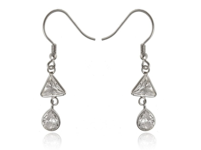 Kolczyki Srebrne Z Wiszącymi Cyrkoniami K3225 - 2,4G.