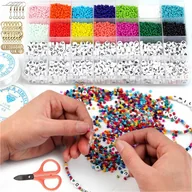 Prace ręczne dla dzieci - ZESTAW DO ROBIENIA BRANSOLETEK KORALIKI DO BIŻUTERII LITERKI DIY NA PREZENT - miniaturka - grafika 1