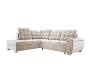 Narożniki - Narożnik LOTTA w tkaninie SALVADOR, wymiary 258x212cm - Elegancki design, wszechstronna funkcja spania i solidny schowek do salonu Układ mebla lewostronny Kolor: BEŻOWY - miniaturka - grafika 1