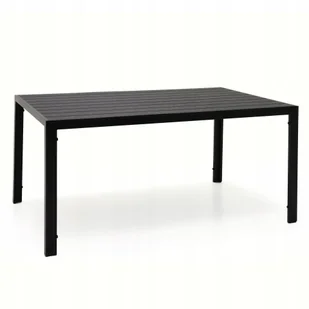 Duży stół ogrodowy, aluminiowy, blat polywood, 150x90x74 cm, czarny - Stoły ogrodowe - miniaturka - grafika 1
