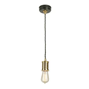 Elstead Lighting LAMPA wisząca DOUILLE/P BPB industrialna OPRAWKA przewód ZWIS kabel loft polerowany mosiądz czarny - Lampy sufitowe - miniaturka - grafika 1
