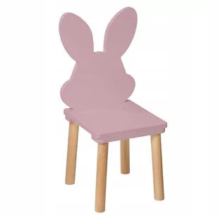 Krzesełko dla dzieci Królik drewniane, różowe 3-7 lat - 60 cm pucek - Zestawy mebli dla dzieci - miniaturka - grafika 1