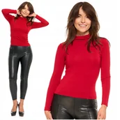 Bluzki damskie - Bluzka Damska Golf Długi Rękaw Wiskoza Elegancka Modna Koszulka Moraj Xxl - miniaturka - grafika 1