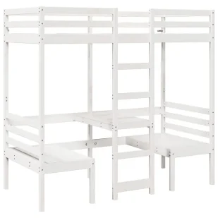 Piętrowe białe łóżko z biurkiem i krzesłami 90x190 H4-N80 - Łóżka dla dzieci i młodzieży - miniaturka - grafika 1