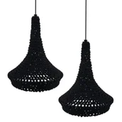 Lampy sufitowe - Wisząca lampa hampton Mahaka 5173 Shilo bawełna do jadalni czarny - miniaturka - grafika 1