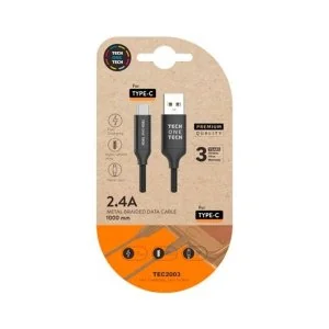 Kabel ładujący Tech-One-Tech USB-C Czarny 1 m - Kable komputerowe i do monitorów - miniaturka - grafika 1