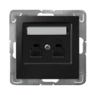 Gniazdka elektryczne - Ospel IMPRESJA Gniazdo telefoniczne podwójne niezależne czarny metalik GPT-2YN/m/33 GPT-2YN/m/33 - miniaturka - grafika 1