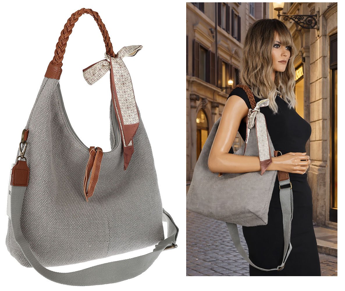 Torebka Damska Worek Shopper Torba na Ramię duża pajemna MA359 Szara