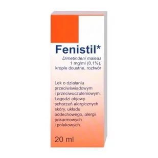 Fenistil krople doustne 1 mg/ml, 20 ml - >>> DARMOWA od 99zł<<< 24h !!! - Leki na alergię - miniaturka - grafika 1