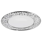 Tace i patery - Patera Ceramiczna Okrągła Madlen 30X30 Bała + Srebrna - miniaturka - grafika 1