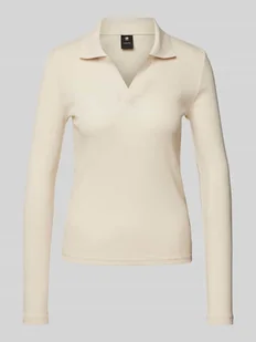 Bluzka o kroju slim fit z długim rękawem i dekoltem w serek - Bluzki damskie - miniaturka - grafika 1