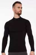 Bluzy sportowe męskie - Bluza termoaktywna męska Brubeck Merino Wool LS16660 czarny - miniaturka - grafika 1