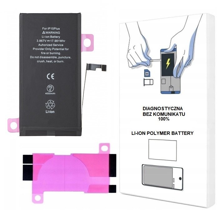 BATERIA DO iPHONE 15 PLUS 4780 mAh BEZ KOMUNIKATU WIĘKSZA POJEMNOŚĆ