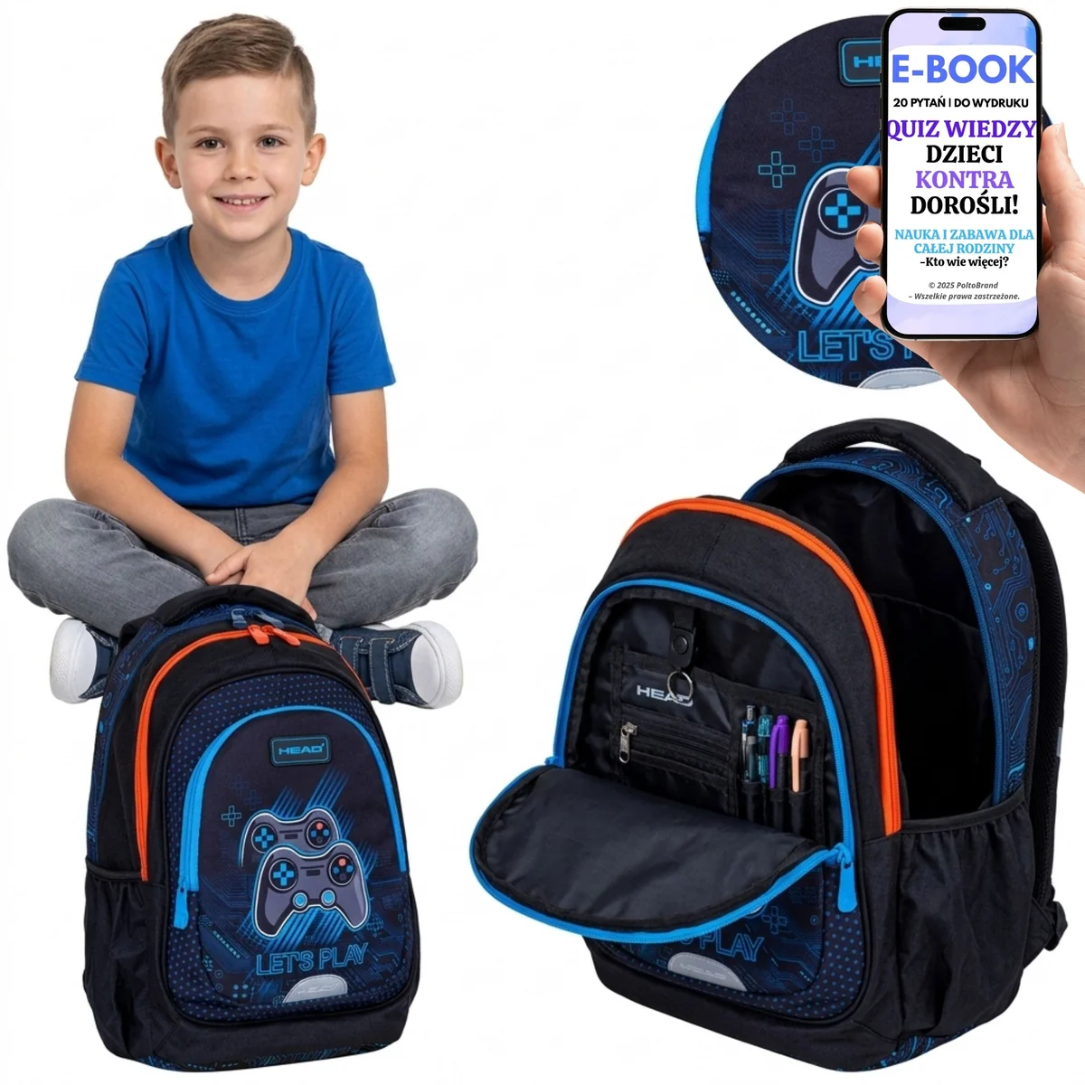 Plecak Szkolny Gamer Ergonomiczny Usztywnione Plecy Duży A4 + E-BOOK-2